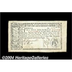 Georgia 1778 $40 Extremely Fine-About New. A