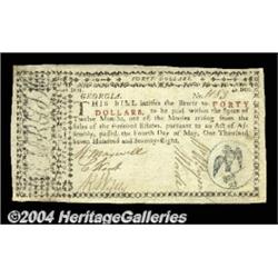 Georgia 1778 $40 Extremely Fine. A well