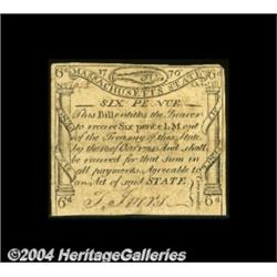 Massachusetts October 18, 1776 6d Very Fine. A