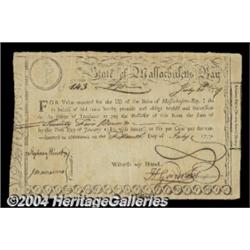 1779 Massachusetts 6% Treasury Certificate.