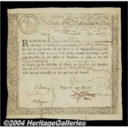 Massachusetts Treasury Certificate. A second,