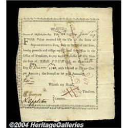 Massachusetts January 28, 1777 Bounty Note.