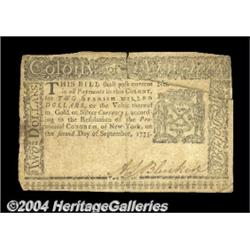 New York September 2, 1775 $2 Very Fine