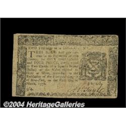 New York March 5, 1776 $2/3 Very Fine. Plenty