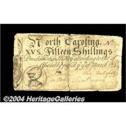 North Carolina March 9, 1754 15s Fine.