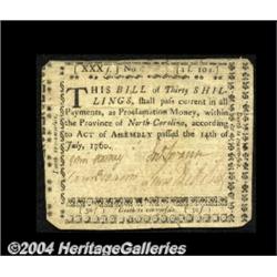 North Carolina July 14, 1760 30s Very Fine.