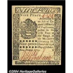 Pennsylvania October 25, 1775 9d Gem New. An