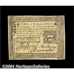 Pennsylvania October 25, 1775 2s Gem New. A