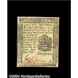 Pennsylvania April 25, 1776 6d Very Choice