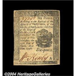 Pennsylvania April 25, 1776 6d New. A nice