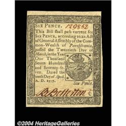 Pennsylvania April 10, 1777 6d Gem New. A real