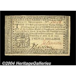 Pennsylvania April 10, 1777 20s Very Choice