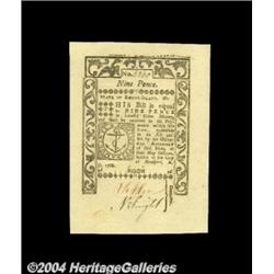 Rhode Island May, 1786 9d Superb Gem New.
