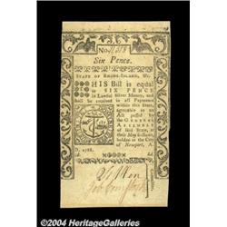 Rhode Island May 1786 New. Two notes, a 6d and