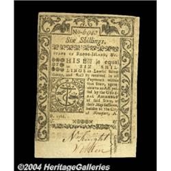 Rhode Island May 1786 6s New. A bit aged, and
