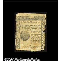 Vermont February 1781 20s Very Fine-Extremely