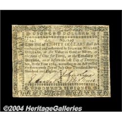 Virginia July 14, 1780 $80 Extremely Fine.