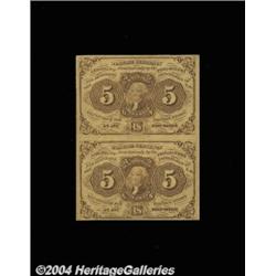 Fr. 1230 5c First Issue Vertical Pair Gem New.