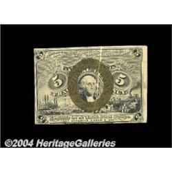 Fr. 1234 5c Second Issue Choice New. A narrow