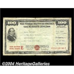 War Bond. A $100 Series E War Savings Bond