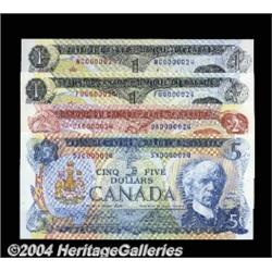 BC-46a $1 1973 (2), BC-47a $2 1974, BC-48b $5