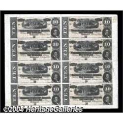 T68 $10 1864 Uncut Sheet of Eight. The first