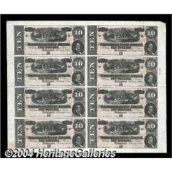 T68 $10 1864 Uncut Sheet of Eight. A third,