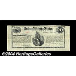 Topeka, KS- Union Military Scrip $20 June 1,