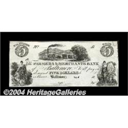 Baltimore, MD- Farmers & Merchants Bank $5 UNL