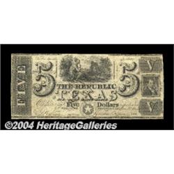 Austin, TX - Republic of Texas $5 Jan. 20,