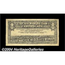 Chicago, IL- Chicago World's Fair Certificate