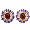 Image 1 : NATURAL AMBER AMETHYST CITRINE RHODOLITE GARNET Earring