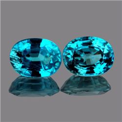 Natural AAA Blue Zircon Pair 8x6 Mm{Flawless-VVS1}