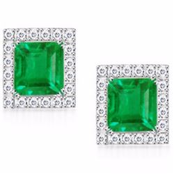 Stunning Columbian Emerald & Diamond EarRings