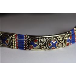 Tibet Hand Made  Lapiz Lazuli & Coral Bracelet