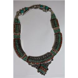 Tibet Hand Made Natural Turquoise & Coral Necklace