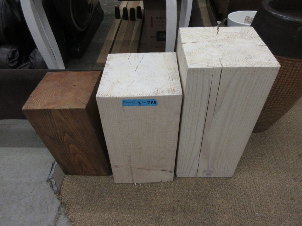 3 New Urban Barn Wood Block Stools End Tables