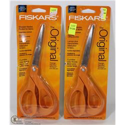 TWO PAIRS OF FISKARS 8" GENERAL PURPOSE SCISSORS