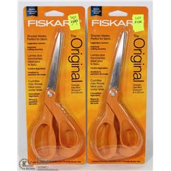 TWO PAIRS OF FISKARS 8" GENERAL PURPOSE SCISSORS