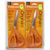 Image 1 : TWO PAIRS OF FISKARS 8" GENERAL PURPOSE SCISSORS
