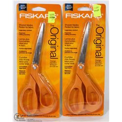 TWO PAIRS OF FISKARS 8" GENERAL PURPOSE SCISSORS