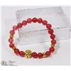 Image 1 : #75-RED RUBY BEAD BRACELET LION HEAD  7.5"