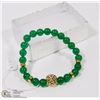 Image 1 : #74-GREEN EMERALD BEAD BRACELET 7.5"