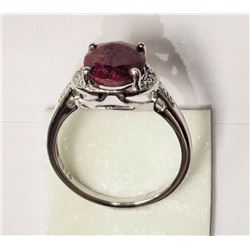 #1-STERLING SILVER GOLD PLATED RUBY DIAMOND RING