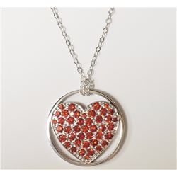 #6-STERLING SILVER CHAIN WITH RED CRYSTAL PENDANT