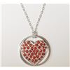 Image 1 : #6-STERLING SILVER CHAIN WITH RED CRYSTAL PENDANT