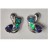 Image 1 : #15-STERLING SILVER CREATED TANZANITE AND OPALITE