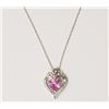 Image 1 : #18-STERLING SILVER PINK CREATED SAPPHIRE HEART