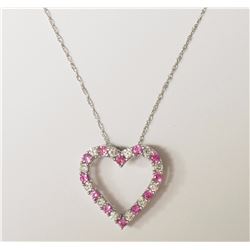 #24-STERLING SILVER CREATED PINK SAPPHIRE HEART