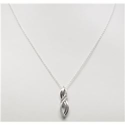 #38-STERLING SILVER DIAMOND PENDANT WITH CHAIN